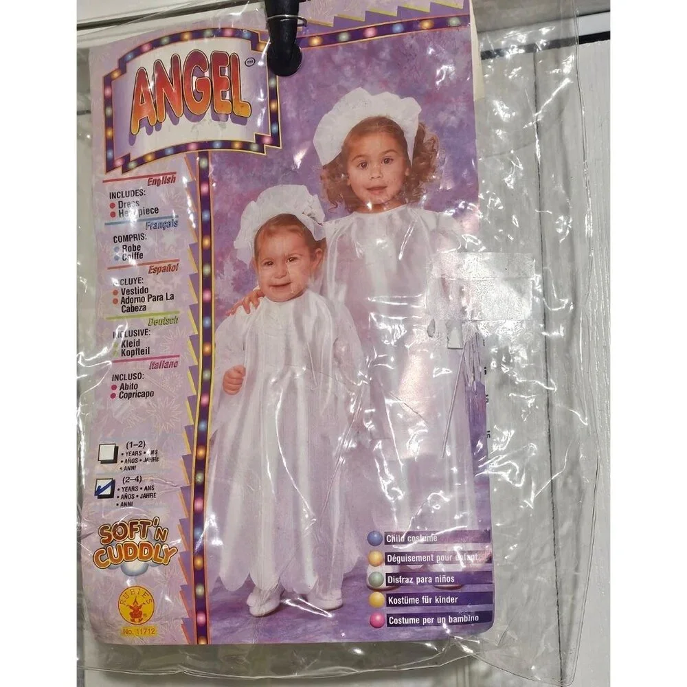 Angel Costume 2-4 Toddler Halloween Christmas Nativity White Robe Wings Halo Kid